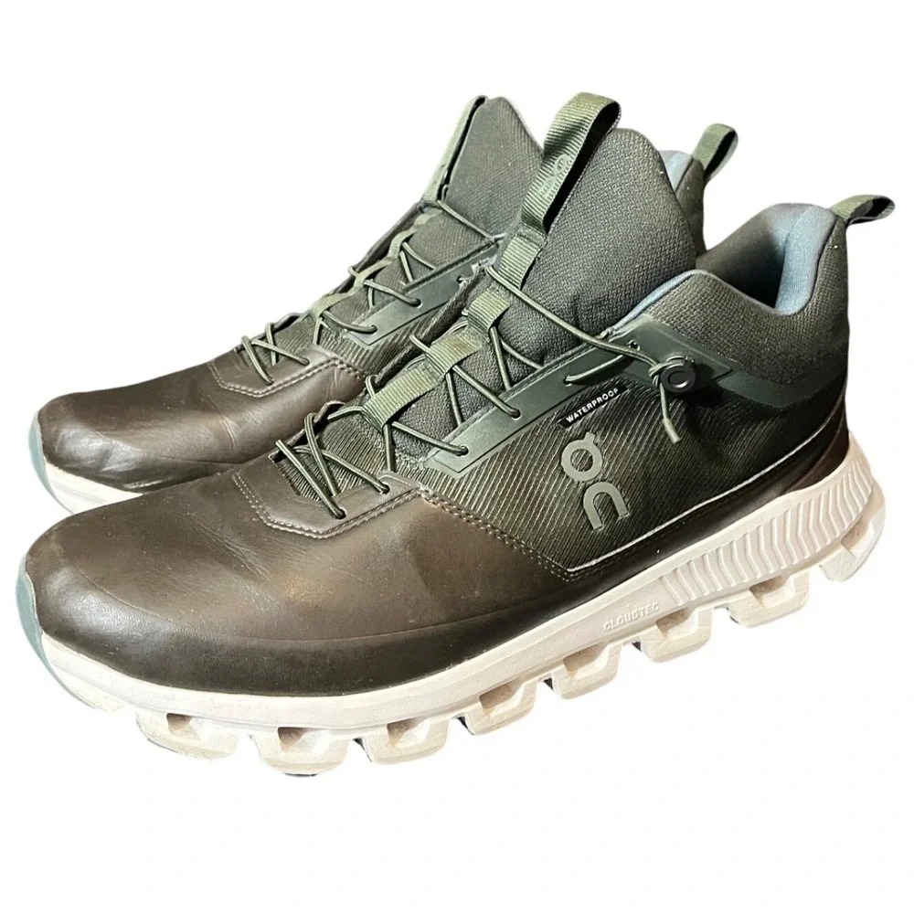 On Cloud Hi Waterproof Mens 11.5 Forest Green Hiking Trail Shoes Sneakers